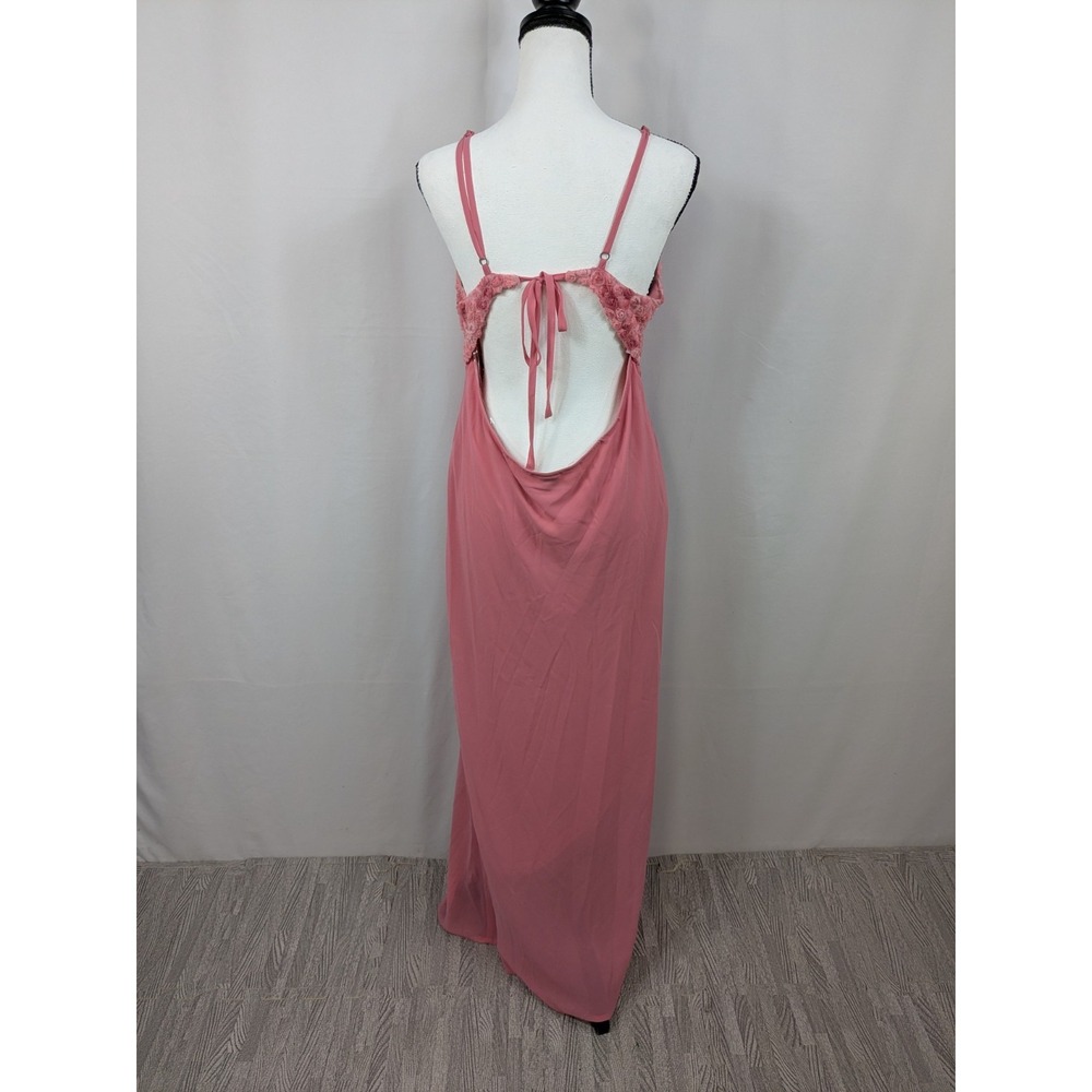 Y2K Babydoll Fairy Milkmaid Coquette Mesh Maxi Dress Roses Pink Prom 90s A055 - Picture 6 of 10